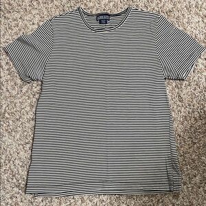 Lands End Black and Tan Striped Tee